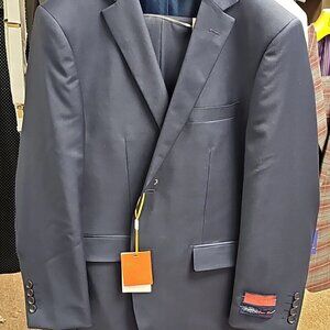 Mantoni New Solid Navy Suit 46R